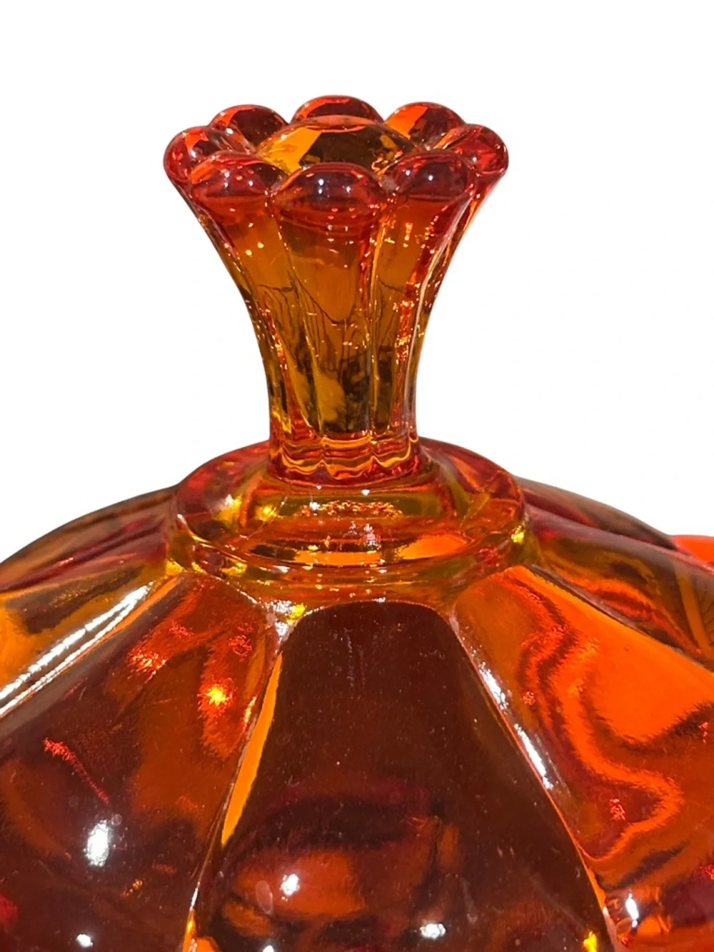 Rare Vintage Viking Glass Tall Candy Dish Amberina Mcm With Lid - Picture 2 of 6